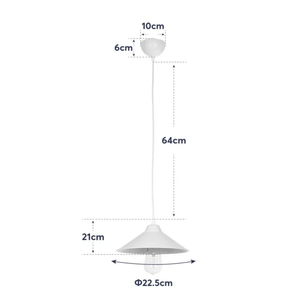 GloboStar® FONTE 203-0081 Μοντέρνο Κρεμαστό Φωτιστικό Καμπάνα Μονόφωτο 1 x E27 IP20 Λευκό Πλαστικό - Μ25.5 x Π25.5 x Υ10cm - Image 11