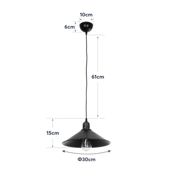 GloboStar® FERRO 203-0082 Μοντέρνο Κρεμαστό Φωτιστικό Καμπάνα Μονόφωτο 1 x E27 IP20 Μαύρο & Μπρούτζινο Πλαστικό - Μ30 x Π30 x Υ15cm - Image 11