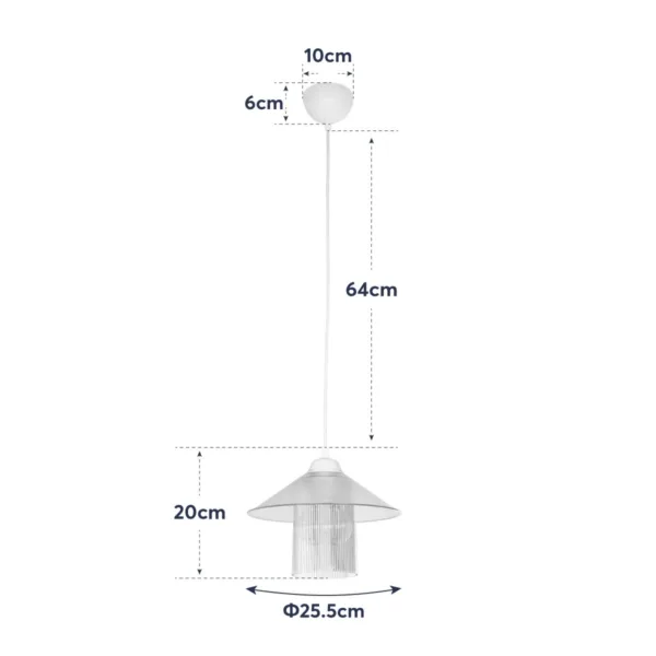 GloboStar® PROMO 203-0088 Μοντέρνο Κρεμαστό Φωτιστικό Καμπάνα Μονόφωτο 1 x E27 IP20 Λευκό Πλαστικό - Μ25.5 x Π25.5 x Υ20cm - Image 11