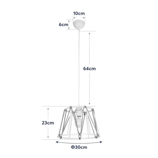 GloboStar® JUTE 203-0092 Μοντέρνο Κρεμαστό Φωτιστικό Σχοινί Μονόφωτο 1 x E27 IP20 Μπεζ Μεταλλό με Μπεζ Σχοινί - Μ30 x Π30 x Υ23cm - Image 11