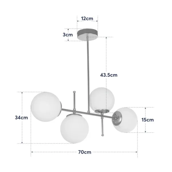 GloboStar® GLOBUS 203-0105 Μοντέρνο Φωτιστικό Οροφής Ράγα Πολύφωτο 4 x E27 IP20 Χρυσό Μέταλλο με Λευκό Γυαλί - Μ70 x Π15 x Υ34cm - Image 10