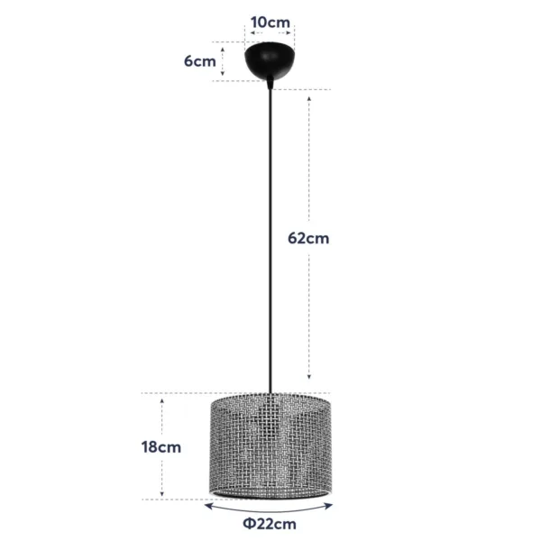 GloboStar® CLAIRIE 203-0132 Μοντέρνο Κρεμαστό Φωτιστικό Καπέλο Μονόφωτο 1 x E27 IP20 Καφέ Ύφασμα - Μ22 x Π22 x Υ93cm - Image 10