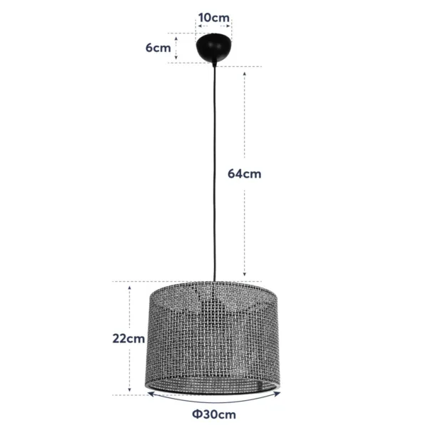 GloboStar® CLAIRIE 203-0135 Μοντέρνο Κρεμαστό Φωτιστικό Καπέλο Μονόφωτο 1 x E27 IP20 Καφέ Ύφασμα - Μ30 x Π30 x Υ93cm - Image 10