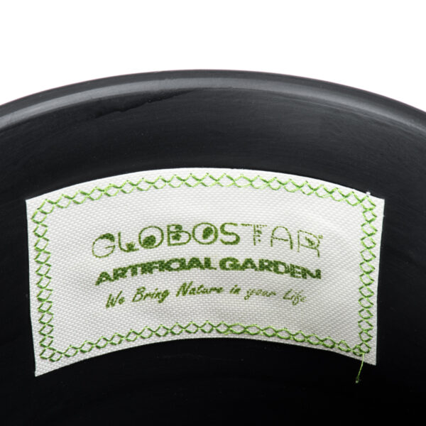 GloboStar® Artificial Garden ELAFONISOS 20447 Πήλινο Κεραμικό Κασπώ Γλάστρα - Flower Pot Μαύρο με Χρυσό Φ20cm x Υ20cm - Image 8