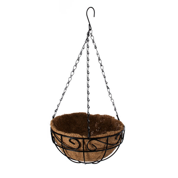 GloboStar® Artificial Garden KARYSTOS 20483 Κρεμαστό Κασπώ Γλάστρα - Flower Pot από Φλοιό Καρύδας Καφέ με Μαύρο Φ25cm x Υ15cm - Image 2