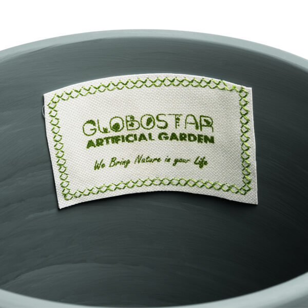 GloboStar® Artificial Garden NAPOLI 20495 Διακοσμητικό Κεραμικό Κασπώ Γλάστρα - Flower Pot Γκρι Μπλε με Χρυσό Φ20 x Υ20cm - Image 7