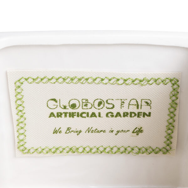 GloboStar® Artificial Garden VALETA 20541 Διακοσμητικό Κεραμικό Κασπώ Γλάστρα - Flower Pot Λευκό με Μπεζ Ξύλο Φ16 x Υ16cm - Image 5