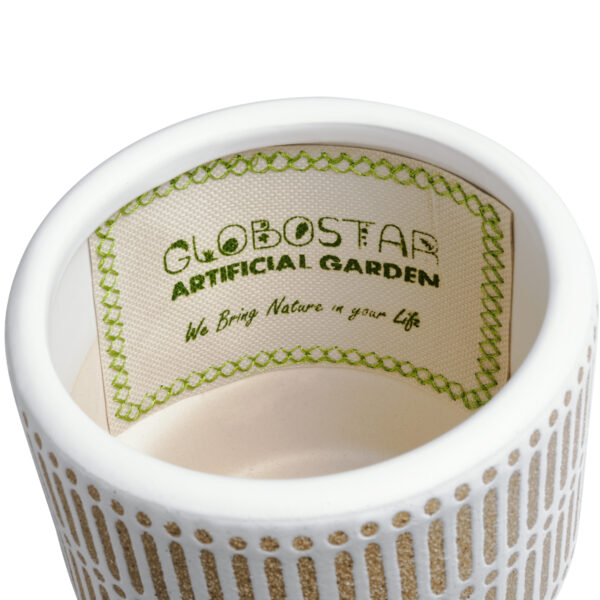 GloboStar® Artificial Garden AMARETTO 20543 Διακοσμητικό Κεραμικό Κασπώ Γλάστρα - Flower Pot Μπεζ με Λευκό Φ11 x Υ11cm - Image 5