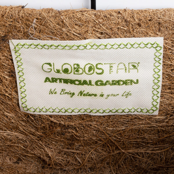 GloboStar® Artificial Garden KOUFONISIA 20562 Κρεμαστό Διακοσμητικό Κασπώ Γλάστρα - Flower Pot από Φλοιό Καρύδας Καφέ με Μαύρη Μεταλλική Βάση Φ30 x Υ33cm - Image 9