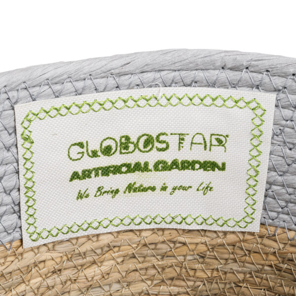 GloboStar® Artificial Garden SYROS 20571 Διακοσμητικό Πλεκτό Κασπώ Γλάστρα - Flower Pot Μπεζ με Γκρι Φ26 x Υ28cm - Image 5