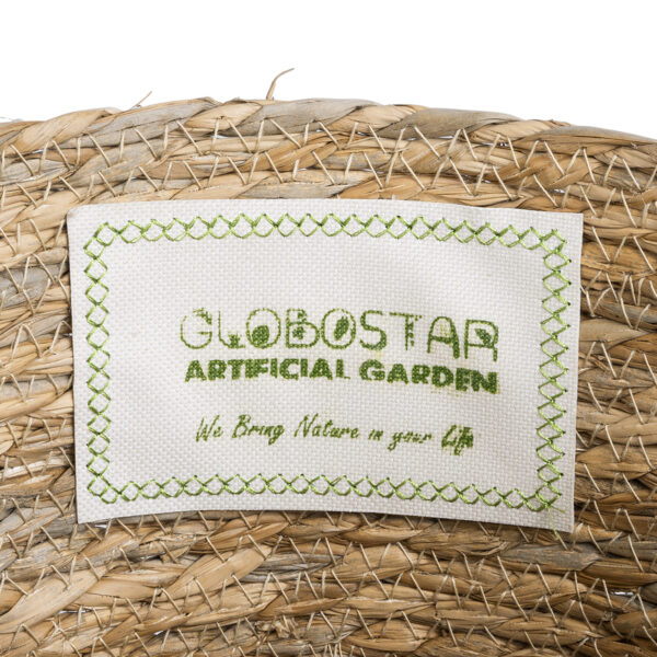 GloboStar® Artificial Garden SANTORINI 20573 Διακοσμητικό Πλεκτό Κασπώ Γλάστρα - Flower Pot Μπεζ με Λευκό Φ26 x Υ28cm - Image 5