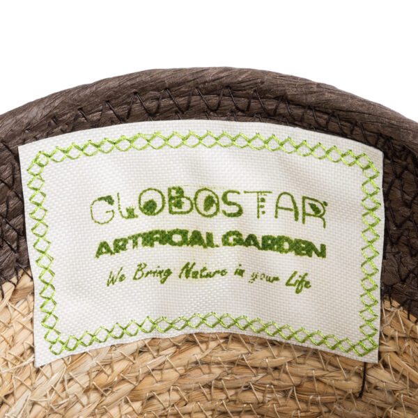 GloboStar® Artificial Garden LEFKADA 20574 Διακοσμητικό Πλεκτό Κασπώ Γλάστρα - Flower Pot Μπεζ με Καφέ Φ18 x Υ15cm - Image 5