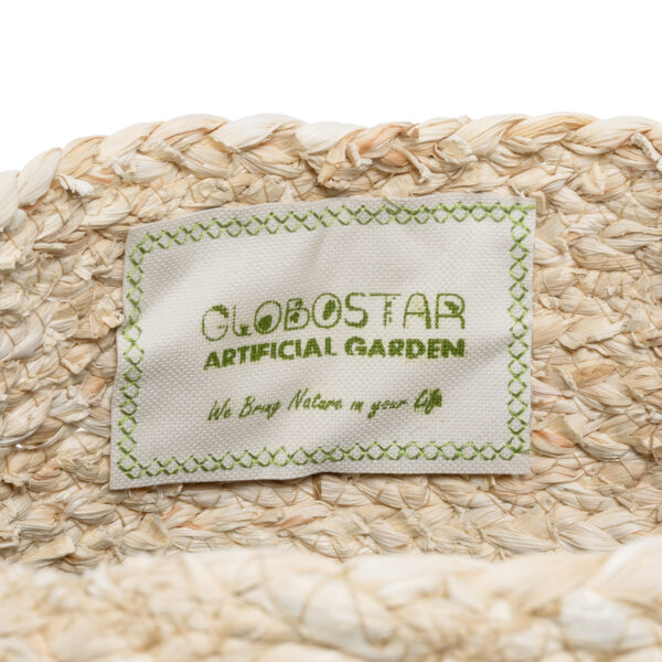 GloboStar® Artificial Garden CAROLINA 20579 Διακοσμητικό Πλεκτό Κασπώ Γλάστρα - Flower Pot Μπεζ με Καφέ και Λευκό Φ27 x Υ26cm - Image 6