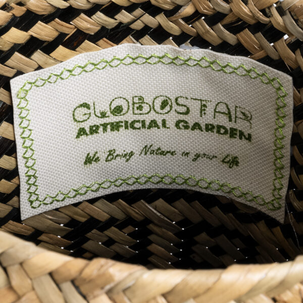 GloboStar® Artificial Garden INDIANA 20584 Διακοσμητικό Πλεκτό Καλάθι - Κασπώ Γλάστρα - Flower Pot Καφέ με Μαύρο Φ18 x Υ22cm - Image 6