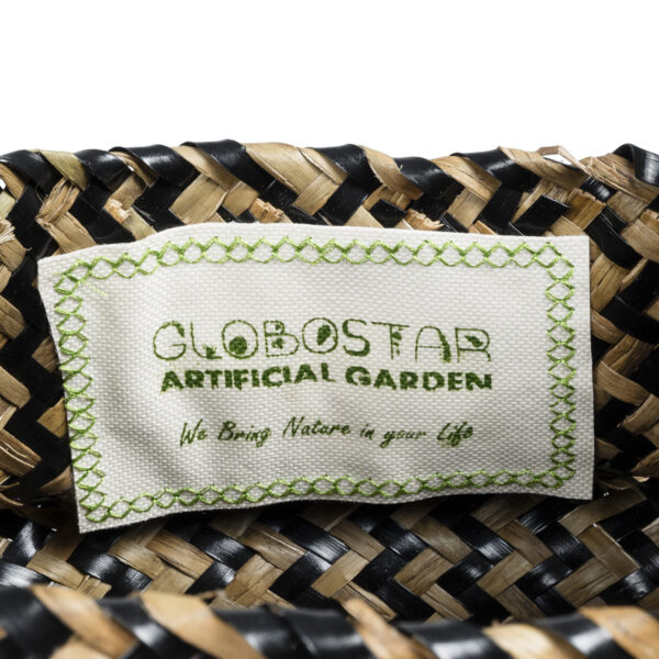 GloboStar® Artificial Garden SALVADOR 20588 Διακοσμητικό Πλεκτό Καλάθι - Κασπώ Γλάστρα - Flower Pot Καφέ με Μαύρο Φ18 x Υ20cm - Image 6