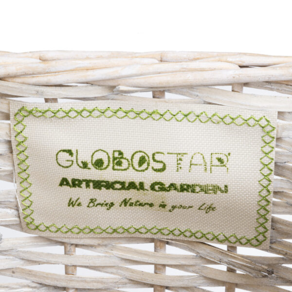 GloboStar® Artificial Garden KYOTO 20589 Διακοσμητικό Πλεκτό Καλάθι - Κασπώ Γλάστρα - Flower Pot Λευκό με Μπεζ Φ20 x Υ20cm - Image 5