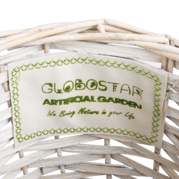 GloboStar® Artificial Garden DOMINGO 20592 Διακοσμητικό Πλεκτό Καλάθι - Κασπώ Γλάστρα - Flower Pot Λευκό με Μπεζ Φ19 x Υ24cm - Image 5