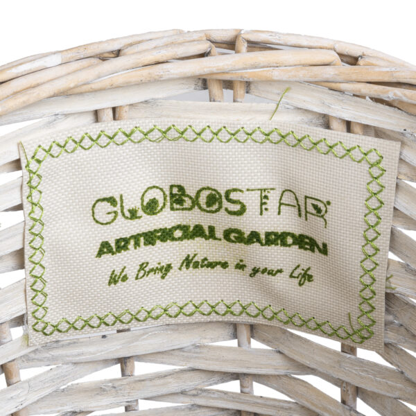 GloboStar® Artificial Garden DOMINGO 20593 Διακοσμητικό Πλεκτό Καλάθι - Κασπώ Γλάστρα - Flower Pot Λευκό με Μπεζ Φ21 x Υ30cm - Image 5