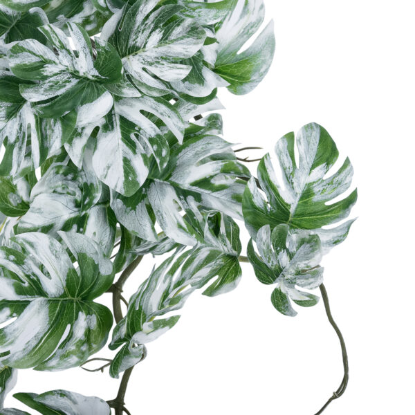 GloboStar® Artificial Garden ALBINO MONSTERA HANGING PLANT 20606 - Τεχνητό Διακοσμητικό Κρεμαστό Φυτό Μονστέρα Υ45cm - Image 2