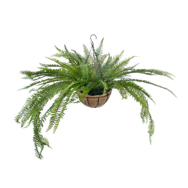 GloboStar® Artificial Garden FERN HANGING PLANT 20624 Τεχνητό Κρεμαστό Διακοσμητικό Φυτό Φτέρης Y45cm