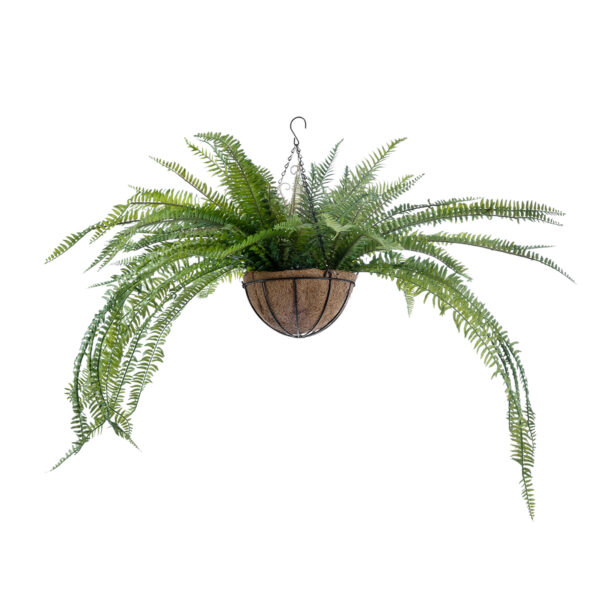 GloboStar® Artificial Garden FERN HANGING PLANT 20624 Τεχνητό Κρεμαστό Διακοσμητικό Φυτό Φτέρης Y45cm - Image 2