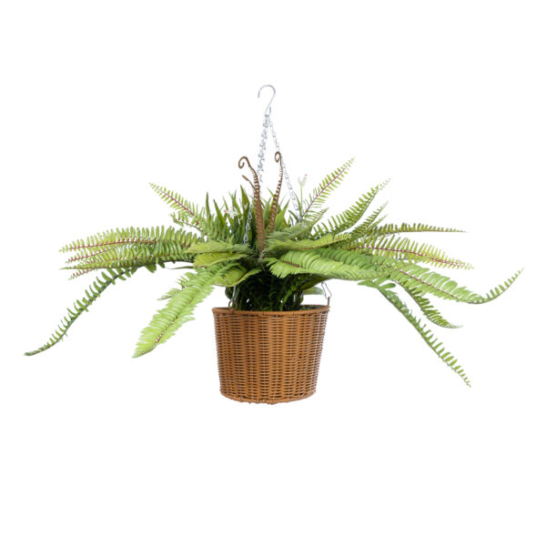 GloboStar® Artificial Garden FERN HANGING BOUQUET PLANT 20629 Τεχνητό Κρεμαστό Διακοσμητικό Φυτό Φτέρης  Y56cm - Image 2