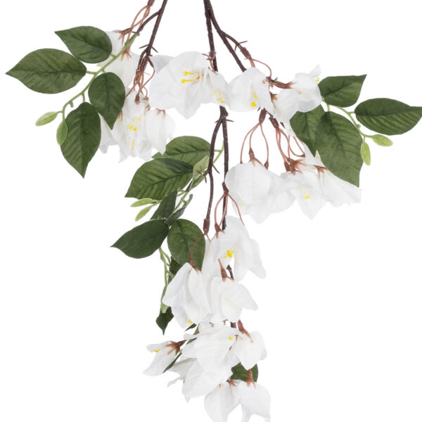 GloboStar® Artificial Garden BOUGAUVILLEA BRANCH 20648 Τεχνητό Διακοσμητικό Κλαδί Μπουκανβίλιας Λευκή Y80cm - Image 2