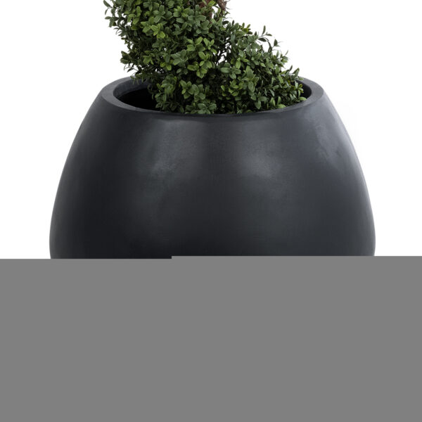 GloboStar® Artificial Garden COLOMBO 20695 Διακοσμητικό Πολυεστερικό Τσιμεντένιο Κασπώ Γλάστρα - Flower Pot Μαύρο Φ60 x Υ45cm - Image 2