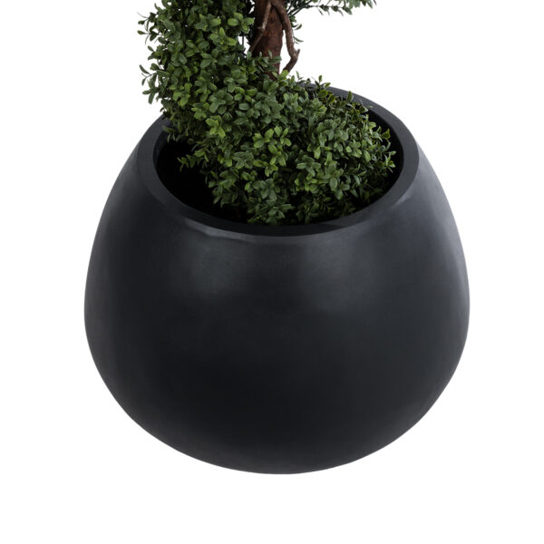 GloboStar® Artificial Garden COLOMBO 20695 Διακοσμητικό Πολυεστερικό Τσιμεντένιο Κασπώ Γλάστρα - Flower Pot Μαύρο Φ60 x Υ45cm - Image 3