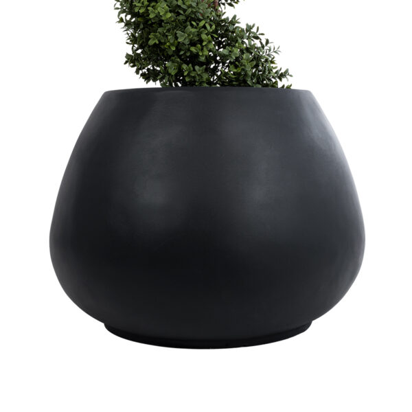 GloboStar® Artificial Garden COLOMBO 20695 Διακοσμητικό Πολυεστερικό Τσιμεντένιο Κασπώ Γλάστρα - Flower Pot Μαύρο Φ60 x Υ45cm - Image 4