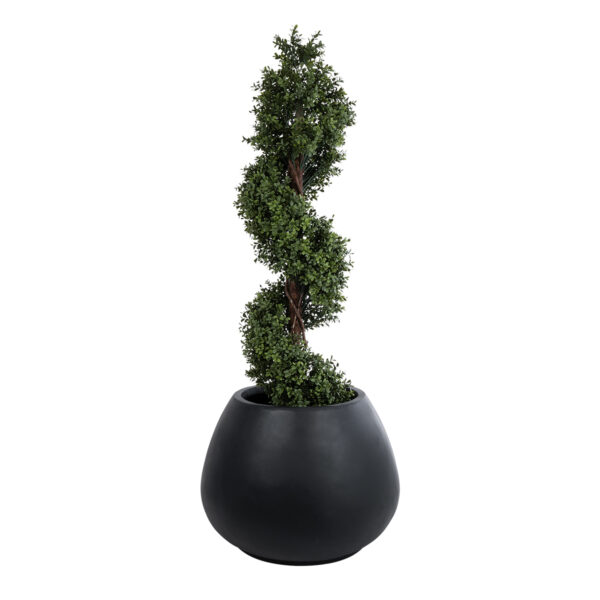 GloboStar® Artificial Garden COLOMBO 20695 Διακοσμητικό Πολυεστερικό Τσιμεντένιο Κασπώ Γλάστρα - Flower Pot Μαύρο Φ60 x Υ45cm - Image 5