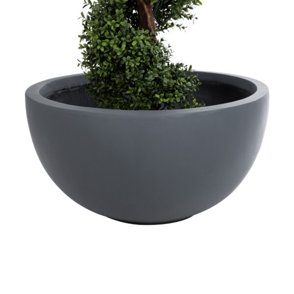 GloboStar® Artificial Garden BALTIMORE 20697 Διακοσμητικό Πολυεστερικό Τσιμεντένιο Κασπώ Γλάστρα - Flower Pot Γκρι Φ61 x Υ30cm - Image 2