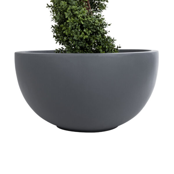 GloboStar® Artificial Garden BALTIMORE 20697 Διακοσμητικό Πολυεστερικό Τσιμεντένιο Κασπώ Γλάστρα - Flower Pot Γκρι Φ61 x Υ30cm - Image 4