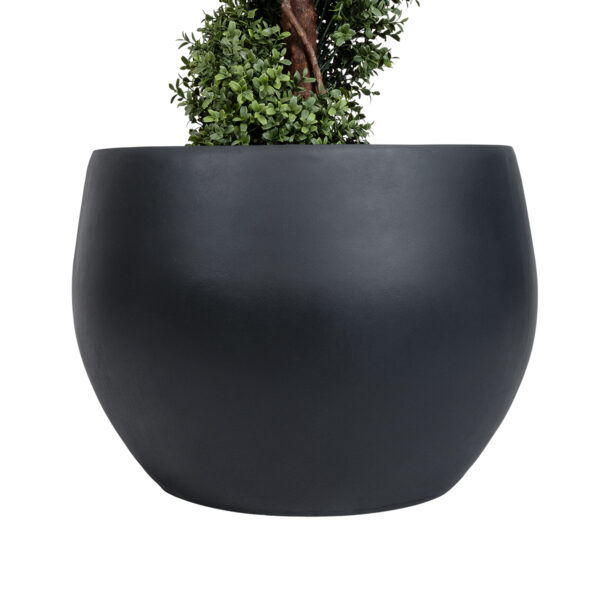 GloboStar® Artificial Garden VITORIA 20701 Διακοσμητικό Πολυεστερικό Τσιμεντένιο Κασπώ Γλάστρα - Flower Pot Μαύρο Φ55 x Υ40cm - Image 4