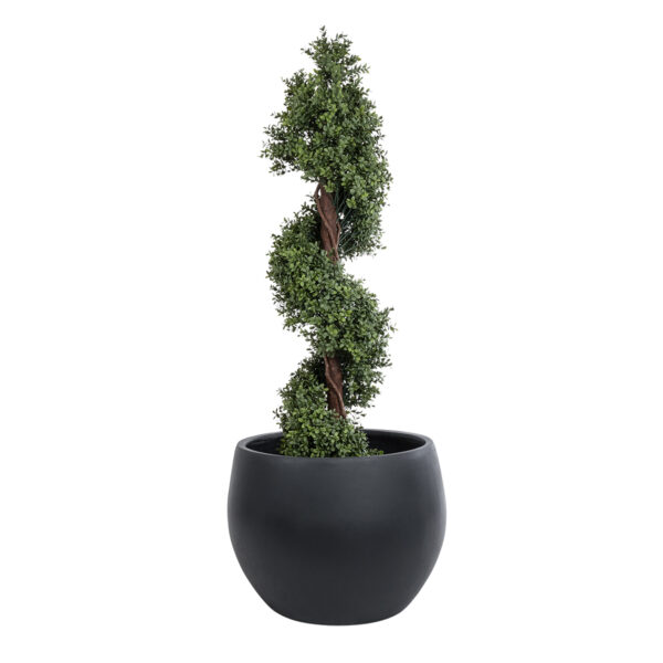 GloboStar® Artificial Garden VITORIA 20701 Διακοσμητικό Πολυεστερικό Τσιμεντένιο Κασπώ Γλάστρα - Flower Pot Μαύρο Φ55 x Υ40cm - Image 5