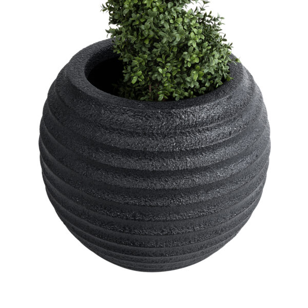 GloboStar® Artificial Garden ILAEIRA 20713 Επιδαπέδιο Πολυεστερικό Τσιμεντένιο Κασπώ Γλάστρα - Flower Pot Μαύρο Φ58 x Υ53cm - Image 4