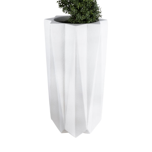 GloboStar® Artificial Garden PADOVA 20739 Επιδαπέδιο Πολυεστερικό Τσιμεντένιο Κασπώ Γλάστρα - Flower Pot Λευκό Φ48 x Υ100cm - Image 3