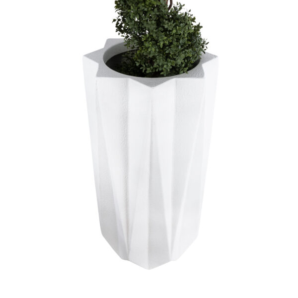 GloboStar® Artificial Garden PADOVA 20739 Επιδαπέδιο Πολυεστερικό Τσιμεντένιο Κασπώ Γλάστρα - Flower Pot Λευκό Φ48 x Υ100cm - Image 5