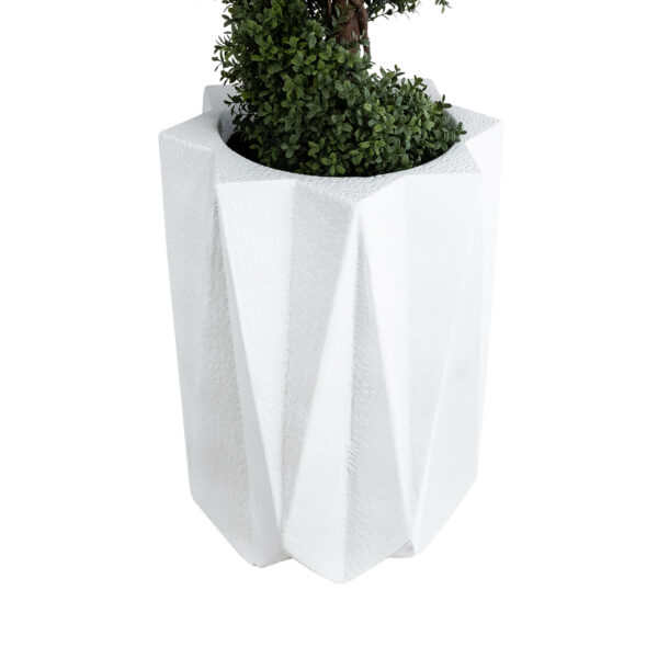 GloboStar® Artificial Garden PADOVA 20740 Επιδαπέδιο Πολυεστερικό Τσιμεντένιο Κασπώ Γλάστρα - Flower Pot Λευκό Φ46 x Υ67cm - Image 3