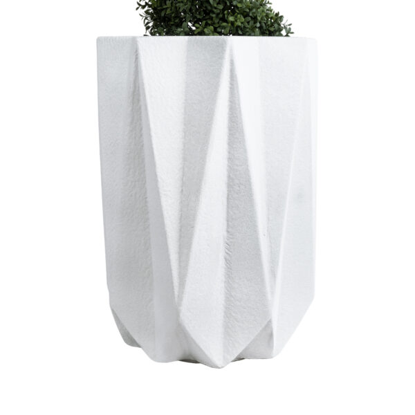 GloboStar® Artificial Garden PADOVA 20740 Επιδαπέδιο Πολυεστερικό Τσιμεντένιο Κασπώ Γλάστρα - Flower Pot Λευκό Φ46 x Υ67cm - Image 4