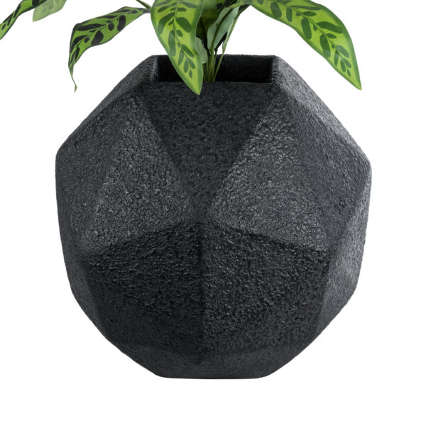 GloboStar® Artificial Garden CARNABY 20779 Επιδαπέδιο Πολυεστερικό Τσιμεντένιο Κασπώ Γλάστρα - Flower Pot Μαύρο Μ38 x Π38 x Υ38cm - Image 2