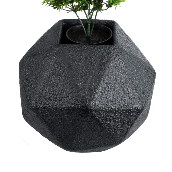 GloboStar® Artificial Garden CARNABY 20780 Επιδαπέδιο Πολυεστερικό Τσιμεντένιο Κασπώ Γλάστρα - Flower Pot Μαύρο Μ30 x Π30 x Υ30cm - Image 3