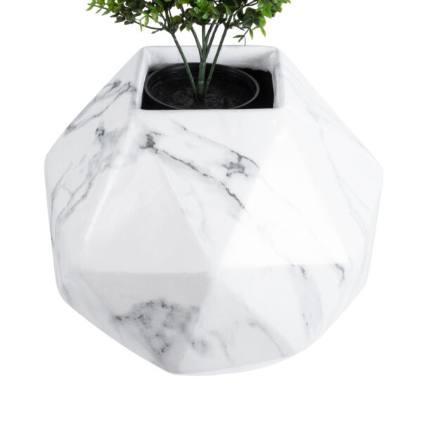 GloboStar® Artificial Garden BRIXTON 20784 Επιδαπέδιο Πολυεστερικό Τσιμεντένιο Κασπώ Γλάστρα - Flower Pot Λευκό Μ30 x Π30 x Υ30cm - Image 3