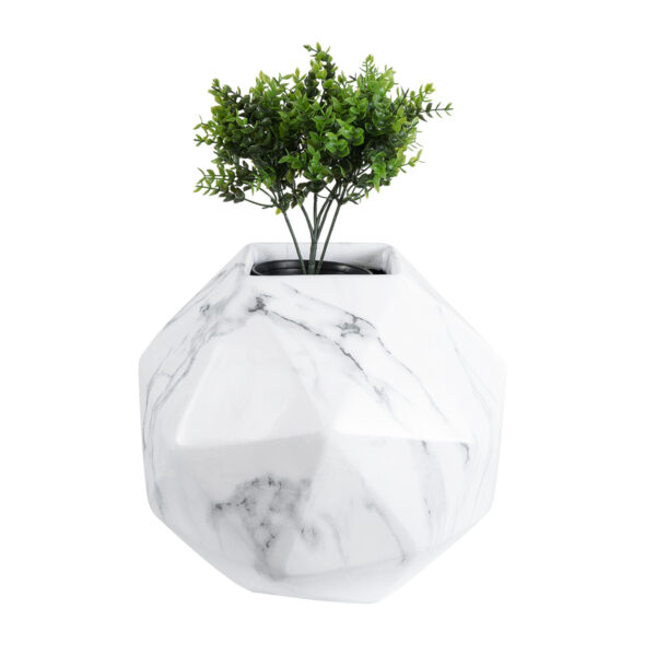 GloboStar® Artificial Garden BRIXTON 20784 Επιδαπέδιο Πολυεστερικό Τσιμεντένιο Κασπώ Γλάστρα - Flower Pot Λευκό Μ30 x Π30 x Υ30cm - Image 5