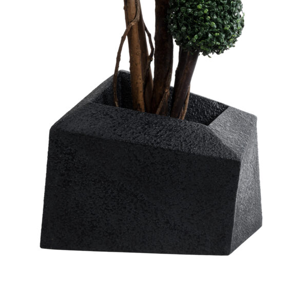 GloboStar® Artificial Garden CAMDEN 20789 Επιδαπέδιο Πολυεστερικό Τσιμεντένιο Κασπώ Γλάστρα - Flower Pot Μαύρο Μ49 x Π49 x Υ44cm - Image 4