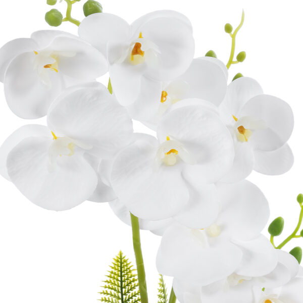 GloboStar® Artificial Garden WHITE ORCHID 21076 Διακοσμητικό Φυτό Λευκή Ορχιδέα Υ45cm - Image 2