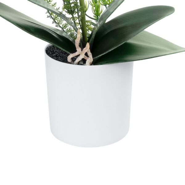 GloboStar® Artificial Garden WHITE ORCHID 21076 Διακοσμητικό Φυτό Λευκή Ορχιδέα Υ45cm - Image 3