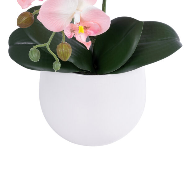 GloboStar® Artificial Garden SALMON ORCHID 21118 Διακοσμητικό Φυτό Ροζ-Πορτοκαλί Ορχιδέα Υ45cm - Image 3