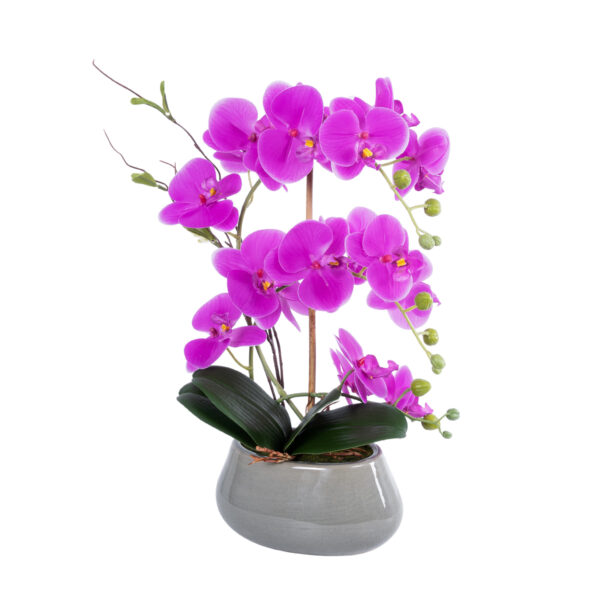 GloboStar® Artificial Garden HOT PINK ORCHID 21119 Διακοσμητικό Φυτό  Έντονο Ροζ Ορχιδέα Υ43cm