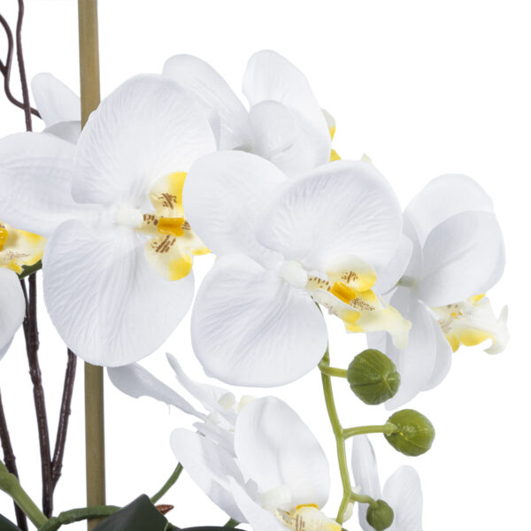 GloboStar® Artificial Garden WHITE ORCHID 21120 Διακοσμητικό Φυτό Λευκή Ορχιδέα Υ43cm - Image 2